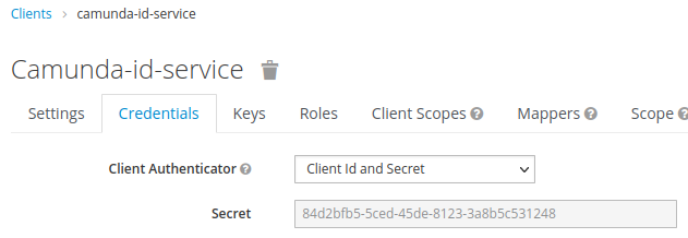 Camunda ID SERVICE CREDENTIALS