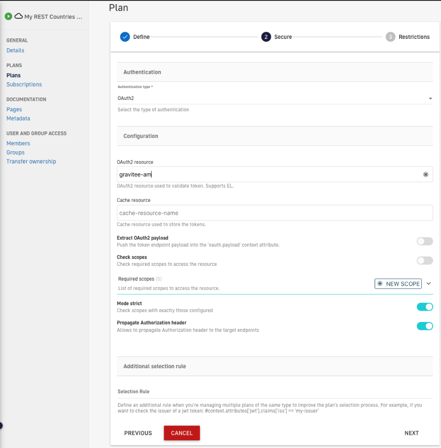 Seleccionamos como tipo “OAuth2”