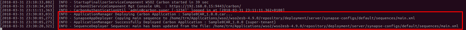 deployment of the CAR WSO2 ESB