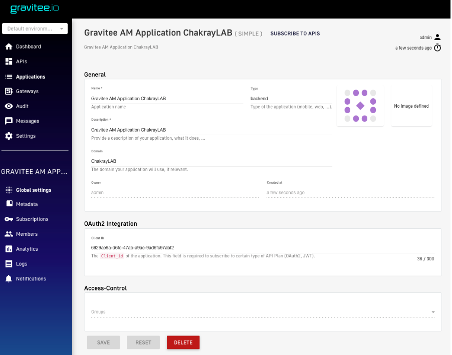 Application created