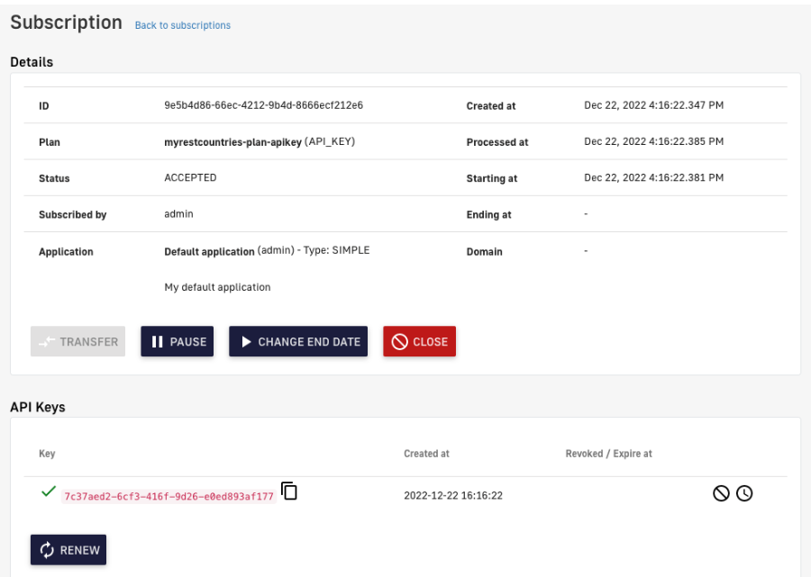 Subscription details