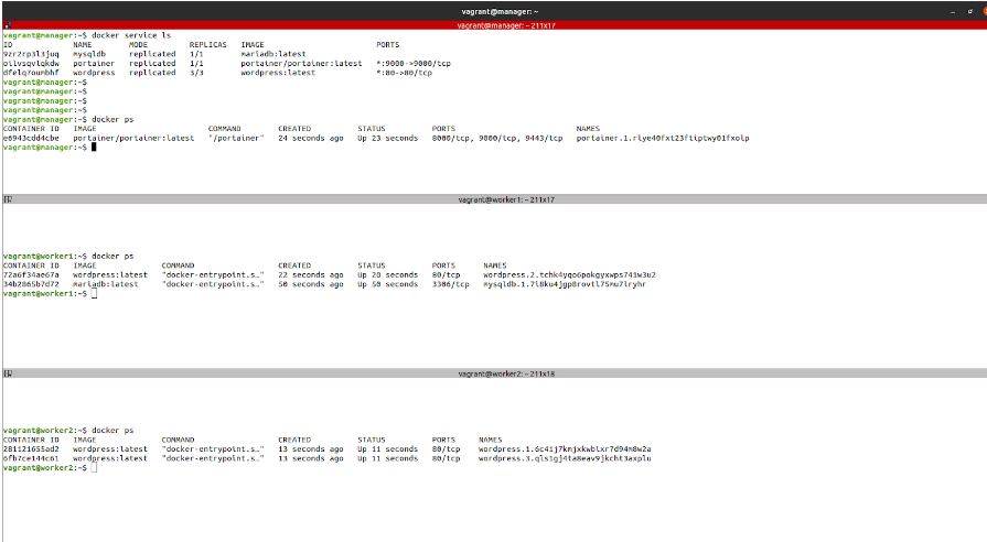 Two listings are provided: One for services and the other for containers to visualize the assignment and distribution of resources in a clear and organized way.