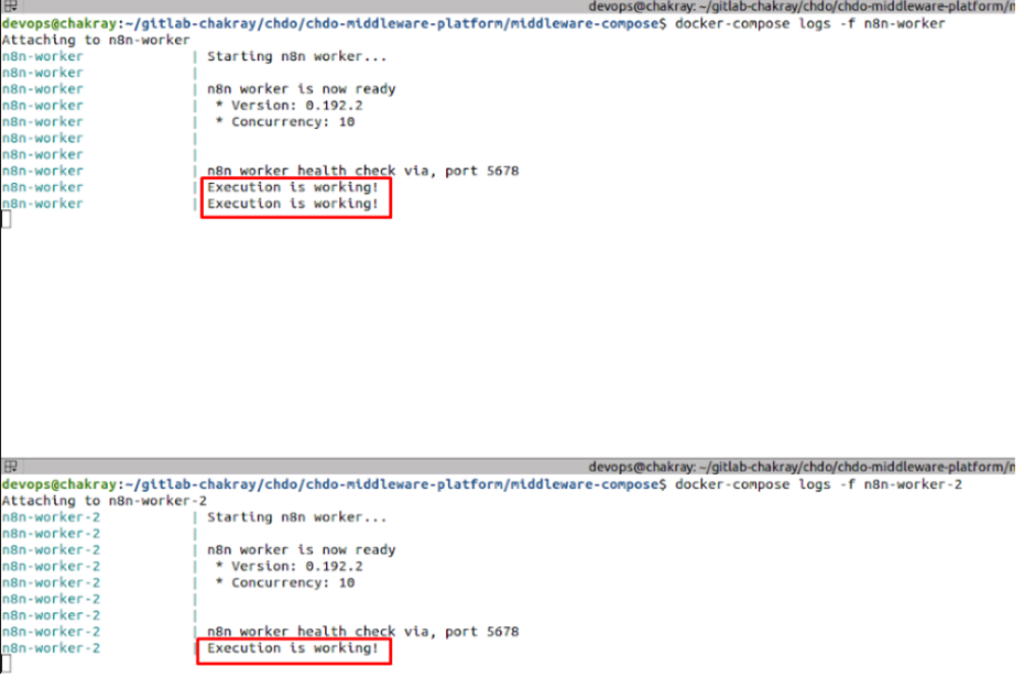 Log output of the container after performing a query