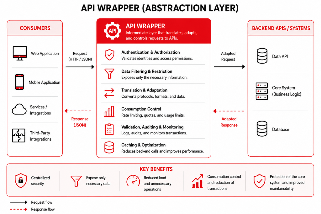 API Wrapper Functional Diagram as an Abstraction Layer